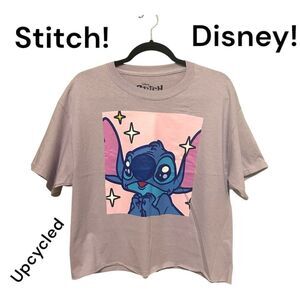 Disney Stitch T-Shirt - Pink and Blue upcycled cropped Y2K